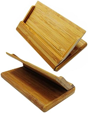Bamboo Business Card Case, solomiu Holder Stand with Round Angle (Bamboo)