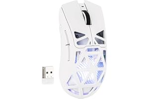 MechLands Aula SC620 Gaming Mouse, 2.4G/USB-C/BT Wireless Mouse with 400mAh Battery, Adjustable 12,000 DPI & 1000 Polling Rate, PAW3311 Sensor, RGB Lighting, Programmable Buttons, for Win/Mac (White)