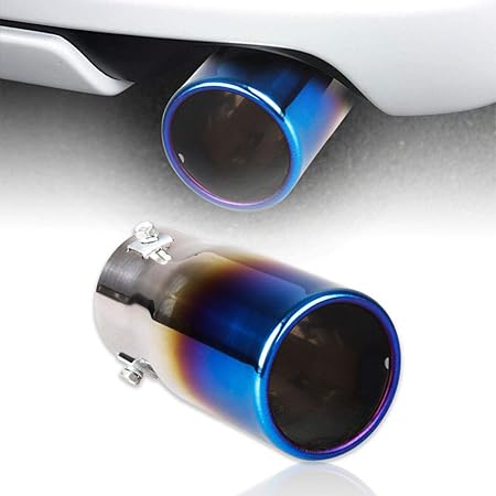 Amazon Ruien 汎用 マフラーカッター チタン焼き風 真円型 ストレート式 口径76mm 取付直径40 55mm 取付ボルトネジ シングル 簡単取付 後付け 重厚感有り エアロパーツ 排気量2 0 3 0lの車に対応 車 バイク 車 バイク