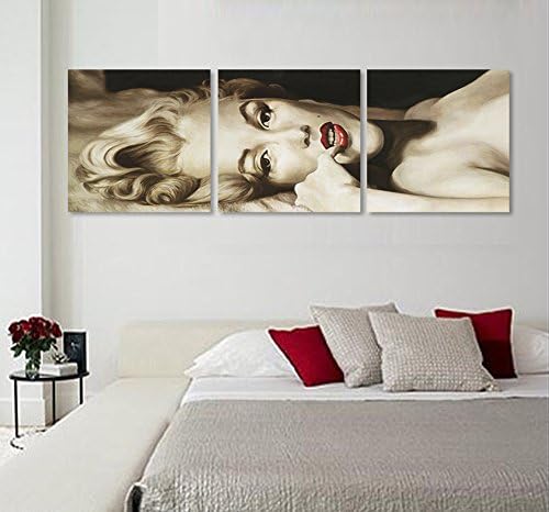 InDesign Wall Art *Sexy Marilyn Monroe* Modern Home Decor - Top Quality Canvas Print Set Of 3 - Stretched &amp; Ready to Hang - Each Panel 20x20x1 inches / 50x50x2.5 cm - Customized Sizes Available On Request - Money Back Guarantee