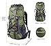 WASING 55L Internal Frame Backpack Hiking Backpacking Packs for Outdoor Travel Climbing Camping Mountaineering with Rain Cover - Green