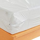 Waterproof Zippered Plastic Mattress Protector Encasement, Vinyl Mattress Bed Cover Proof (King Size)
