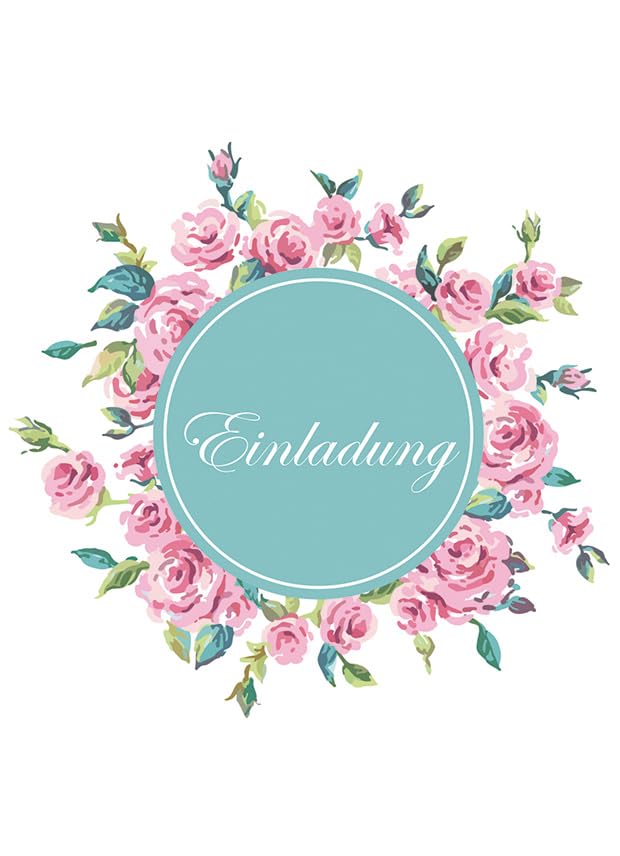 Perleberg Pack of 5 General Invitation Cards Flower Tendril – Invitation for Celebration Birthday Wedding Christmas and Much More – Invitation Cards in 10.5 x 14.5 cm with Envelope