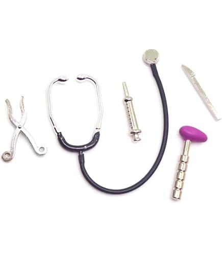 Set De Instrumentos Médicos Para Casa De Muñecas | Escala 1:12 | 7 Piezas De Metal | Accesorios De Doctor Y Enfermera | Melody Jane