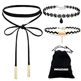 Paxcoo CN-03 Black Velvet Choker Necklaces with Storage Bag for Women Girls Pack of 3
