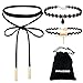 Paxcoo CN-03 Black Velvet Choker Necklaces with Storage Bag for Women Girls Pack of 3