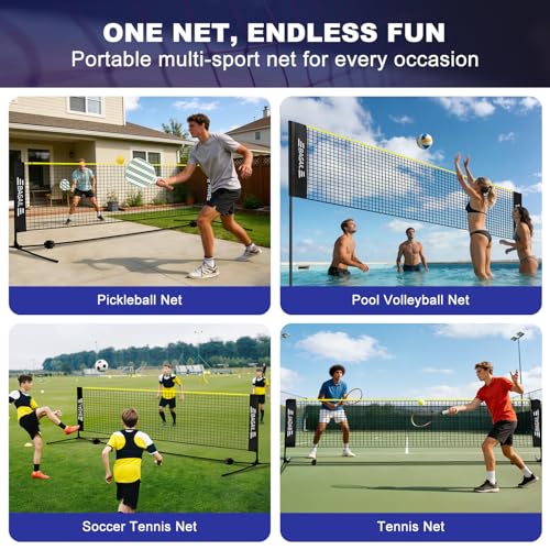BAGAIL Badminton Net 3M/4M/5M, Height Adjustable Net, Foldable Poles and Portable Carry Bag, Quick Assemble Sports Net for Badminton in Garden, Tennis & Pickleball in Park or Junior Beach Volleyball