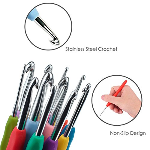 41Pack Crochet Hooks Set Ergonomic Soft Handles Needles for Arthritic
