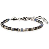Casvia Handmade BlueStead BlueVein Stone Hematite Mens Bracelet Adjustable Design for Effortless Wear Infuses Calmness & Resolve Mens Jewelry Ideal Gift for Yourself Friends or Father