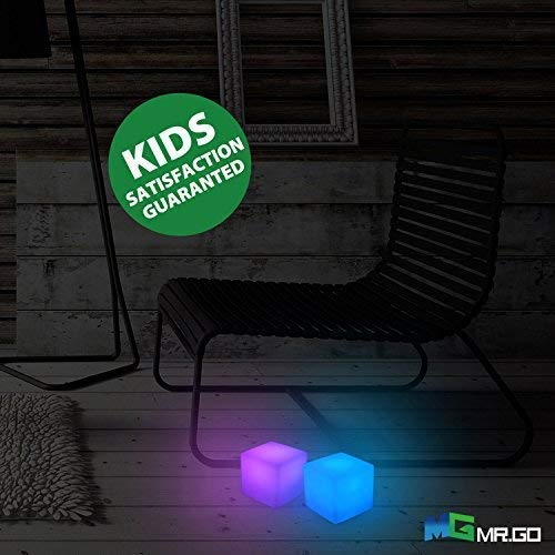 LED Glow Cube Lights, 16 RGB Colors Changing and Remote Control, IP68 Waterproof with Rechargeable Battery & Adapter Power (4 Inches)