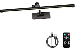Dimmable Black Picture Lights with Remote and Timer Wireless Art Lights Rechargeable Gallery Lighting for Canvas Portrait 24'