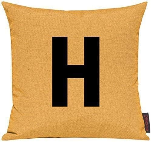 Decorative Cushion Cover For Selected. Throw Pillow Typostyle "H Alphabet Letters Sign - yellow, 40x40cm
