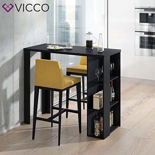 VICCO Bartisch Noel Tresentisch Schwarz Ablagefächer 120 x 105,6 x 60 cm wahlweise mit Barhocker (ohne Barhocker) – Bild 5