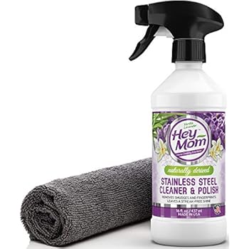 Hey Mom Stainless Steel Cleaner for Appliances - Natural Appliance Polish Creates a Powerful Barrier Against Fingerprints/Water Stains/Food Grime - Makes Kitchen Refrigerator/Sink Look Shiny and New