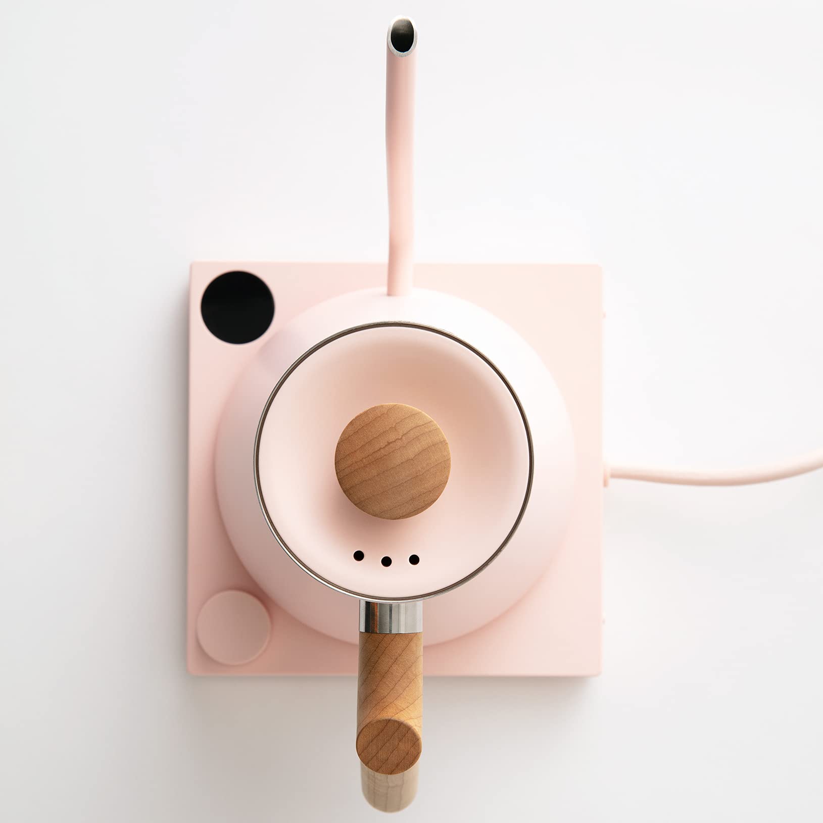 Fellow Stagg EKG Electric Gooseneck Kettle - Pour-Over Coffee and Tea Kettle - Stainless Steel Water Boiler - Quick Heating Electric Kettles for Boiling Water - Warm Pink With Maple Handle