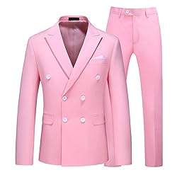 MOGU Mens 2 Piece Suit Slim Fit Double Breasted