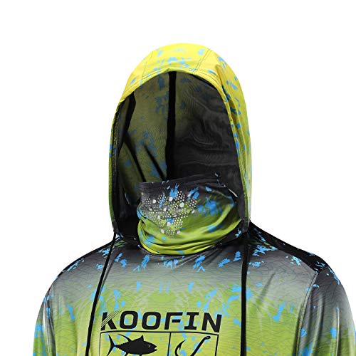 KOOFIN Fishing Hooded Shirt Face Mask UPF 50 Sunblock Protection