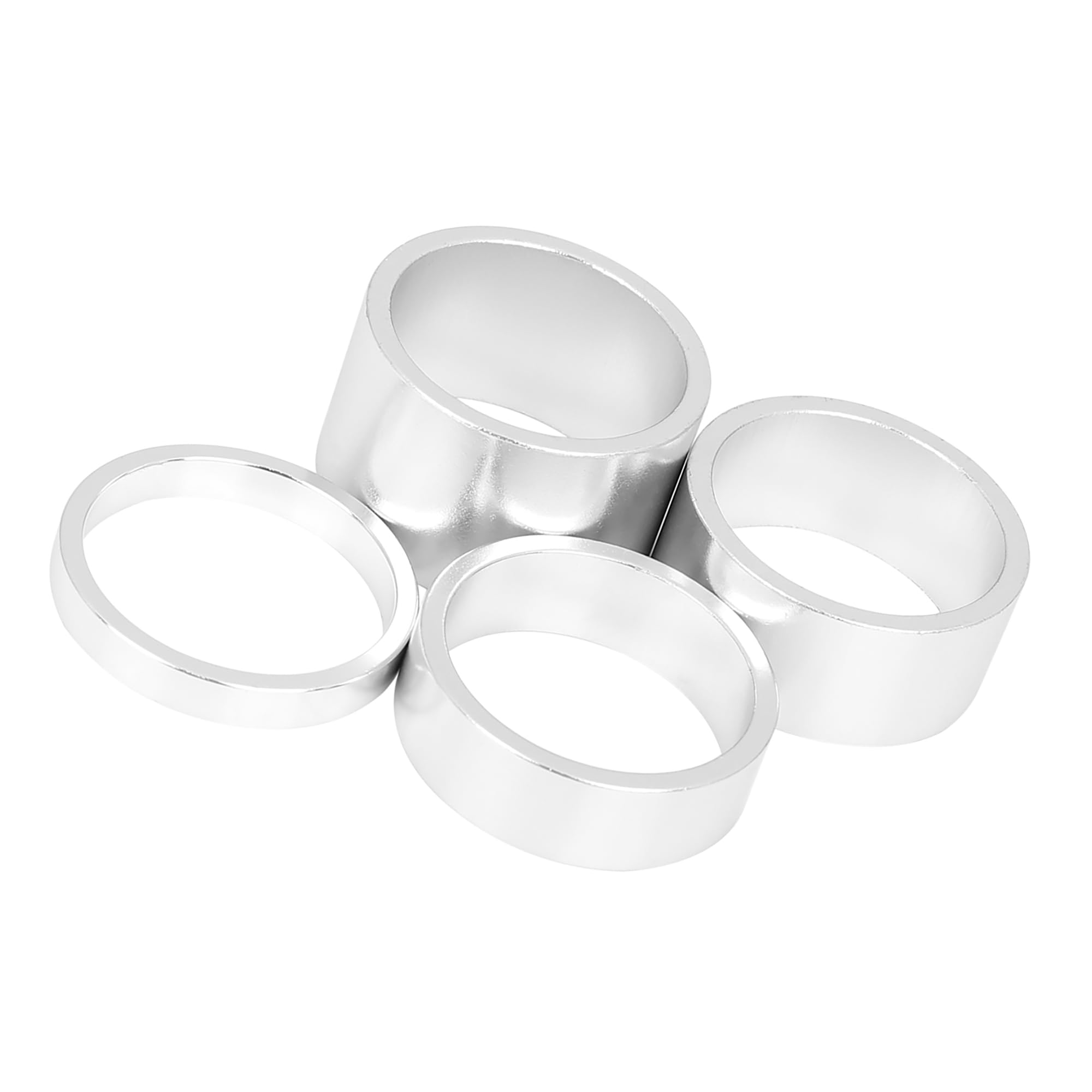 Motoforti Universal Bike Headset Spacers, 5 10 15 20mm, Silver Tone, 4 Pcs