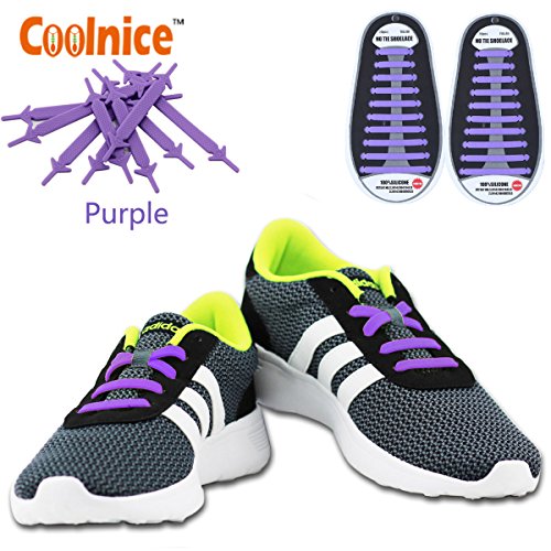 Coolnice No Tie Shoe Laces for Kids Men and Women - Waterproof Silicone Flat Elastic Athletic Running Shoelaces with Multicolor for Sneaker Boots Board and Casual Shoes