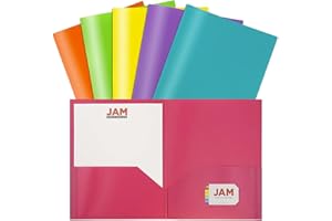 JAM PAPER Plastic 2 Pocket POP Folders - Durable School Folders - Assorted Fashion Colors - 6/Pack