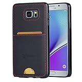 Abacus24-7 Note 5 Case, Slim Wallet Bumper Cover with Card Pocket, Black