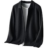 Men's 100 Percent Cashmere Zipper Sweaterloose Long Sleeved Business Casual Cardigans