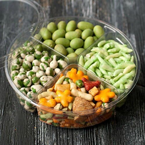 Wasabi 4 Section 7" Party Tray with Wasabi Crescents // Wasabi Peanuts // Spicy Hot Trail // Wasabi Peas