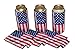QualityPerfection 6 American Flag in The Wind Neoprene Collapsible 16oz Tall Can Coolers Party Drink Beer coolie Coolies Sleeves (USA Flag Wind, 6)