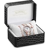MAMONA Women's Watch Bracelet Gift Set Crystal Accented Ceramic/Stainless Steel Rose Gold L68008RGGT