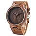 Creative Wood Watch Mens Analog Minimalist Genuine Leather Band Strap Bamboo Nature Wood Wrist Watch