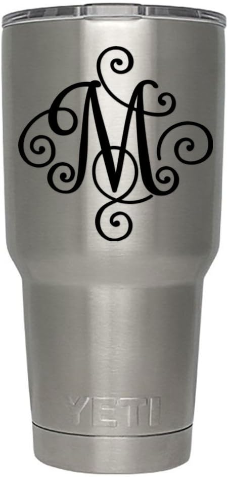 ViaVinyl Monogram die cut decal/sticker. CLICK FOR COLOR/LETTER OPTIONS. AVAILABLE IN FOUR COLORS AND ALL LETTERS A-Z! Great for windows, Yeti and RTIC tumblers, Macbooks and more! (Letter"M", Black)