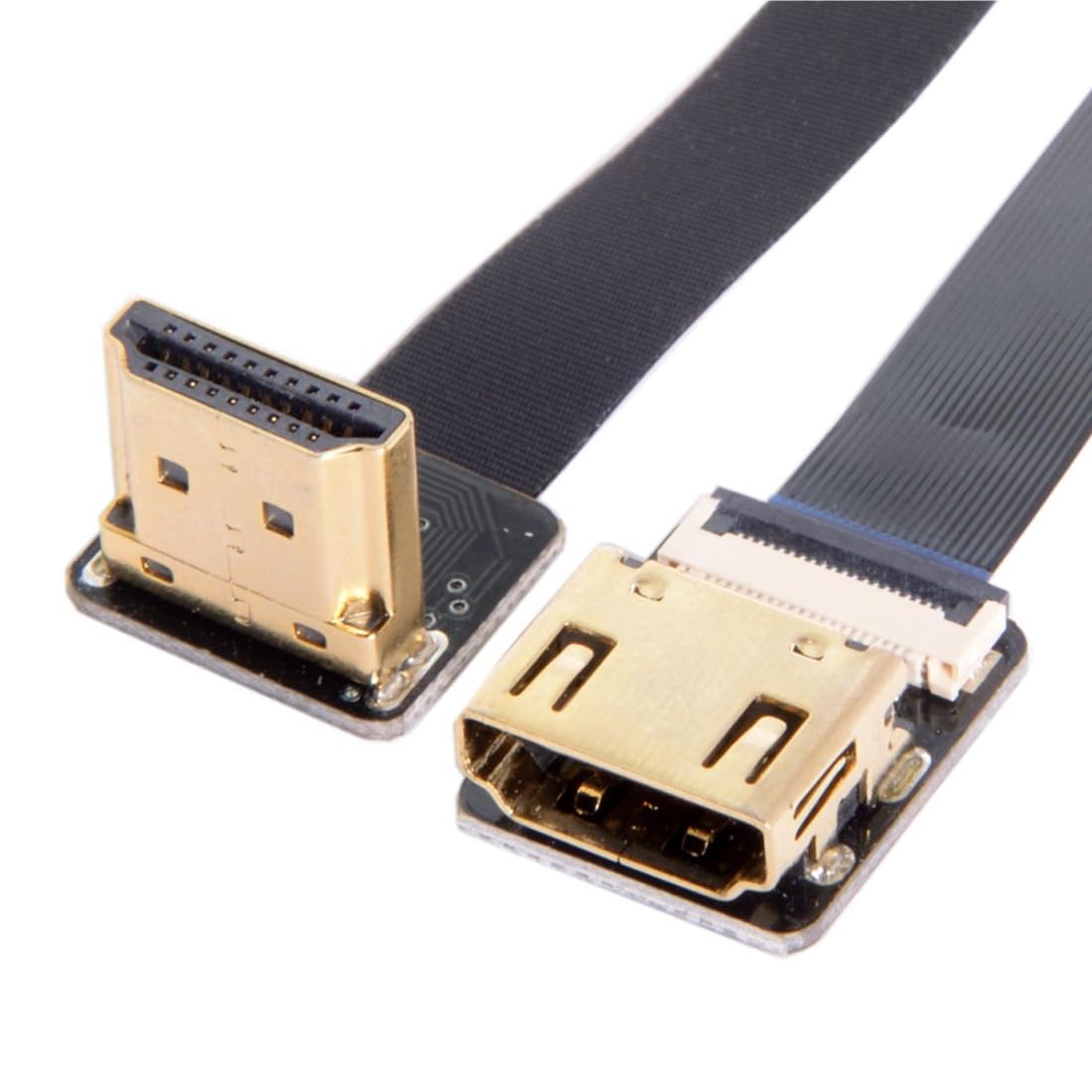 chenyang CYFPV HDMI Male to Female FPC Flat Extension Cable for Camera HDTV Multicopter Aerial Photography 90 Degree UP Angled 0.2M