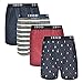 IZOD Mens Cotton Knit Boxers 4-Pack, Navy/Grey Stripe/Red, Medium