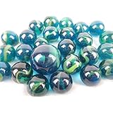 Big Game Toys~25 Glass Marbles SEA Turtle Blue/Green Translucent Swirl Classic Style Game Pack (24 Player, 1 Shooter) Decor/Vase Filler/Aquarium