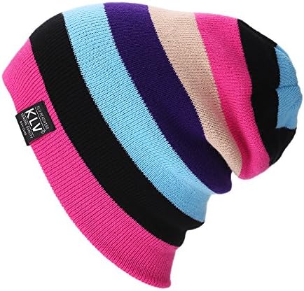 Zadaro Men Baggy Beanie Knit Crochet Oversized Colorful Hats Slouch Ski Warm Cap (Pink)