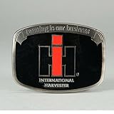International Harvester Logo Farming Is Our Business Black Belt Buckle