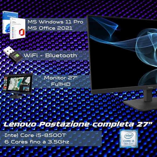Lenovo Slim Complete Computer 27 Inch i5 8500 16 GB RAM 1 Tera SSD Win 11 Pro Office 2021 Pro 36 Months Warranty -S27