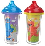 Munchkin 2 Count Sesame Street Click Lock Insulated Sippy Cup, 9 Ounce, Purple/Yellow