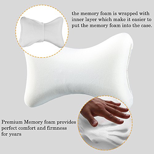 Car Memory Foam Neck Pillow with Premium Velour Washable Removable Pillow Case for for Car, Travel, Home and Office (Black) - Thumbnail 2
