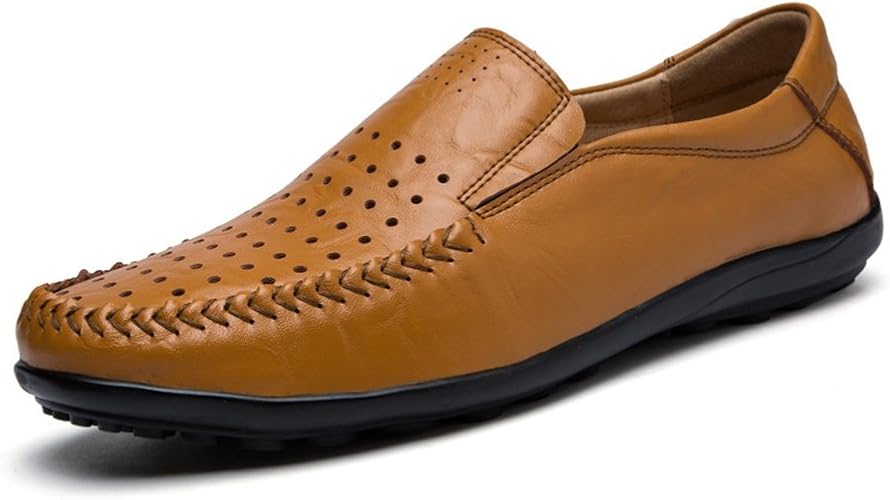 Amazon ジョイジョイ ドライビングシューズ メンズ メッシュ 夏用 スリッポン ビジネス カジュアルシューズ レザー 涼しい 革靴 滑り止め パンチング 大きいサイズ 通気 軽量 履きやすい ２way クラシック 職場用 モカシンブラック Joyjoy ジョイジョイ ブーツ