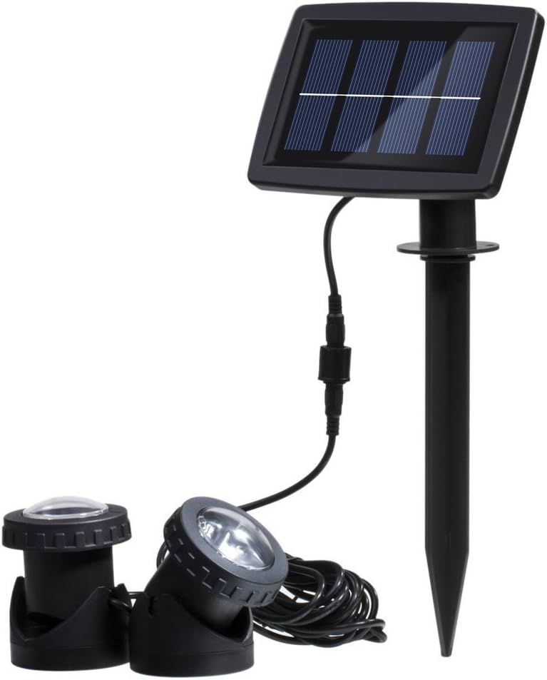 RivenAn Waterproof Solar Energy Powered 12 LED Spotlight with 2 Submersible Lamps for Outdoor Garden Pool Pond Spot Lamp Light, White