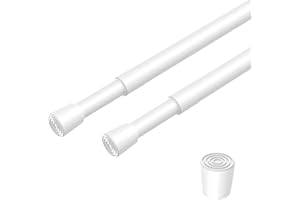 ZipGlo 2 Pack Spring Loaded Tension Rod 17-41" Adjustable Curtain Rods No Drill Extendable Spring Rod Tension Curtain Rods For Window Kitchen Shelves Rv Refrigerator And Small Spaces,White