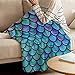 Flannel Fleece Bed Blanket 40 x 50 inch Geometric Throw Blanket Lightweight Cozy Plush Blanket for Bedroom Living Rooms Sofa Couch - Fish Scale Mermaid