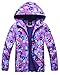 Welity Little Girl's Rain Jackets Fleece Lined Floral Windproof Outdoor Hooded Outerwear, 1 Purple, US 6 Years-7 Years = Tag 120