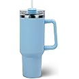 MAIKESUB 40 oz Tumbler with Handle and Straw Lid Insulated Cup Reusable Stainless Steel Water Bottle Travel Mug Cupholder Friendly Gifts for Water Coffee Wait (Azure)