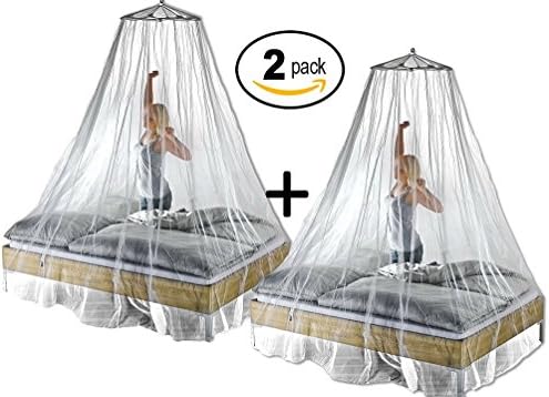 Netting for 2 Beds. Round Mosquito Nets Fit All Bed Sizes up to Queen/King. Thin Mesh Keeps Your Family Safe Free of Bugs. A Cozy Bedroom Decor. White. 2-Pack.