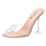 vivianly Womens Clear Heels Sandals Transparent