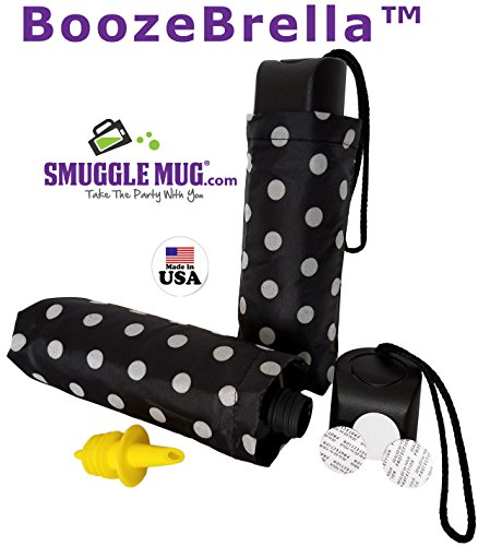 BoozeBrella by Smuggle Mug. Disguised 9 Ounce Umbrella Flask(Black w/ White Dot)