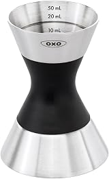 OXO Double Steel Measuring Jug Two-Sided Jigger 1/3 3/4 1 1/2 oz / 1 / 4 1 / 2