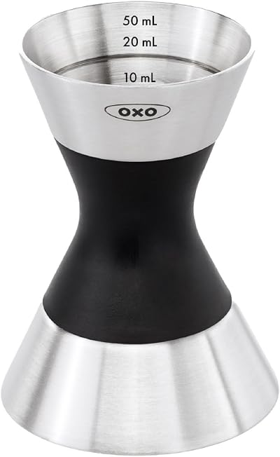 OXO Double Steel Measuring Jug Two-Sided Jigger 1/3 3/4 1 1/2 oz / 1 / 4 1 / 2
